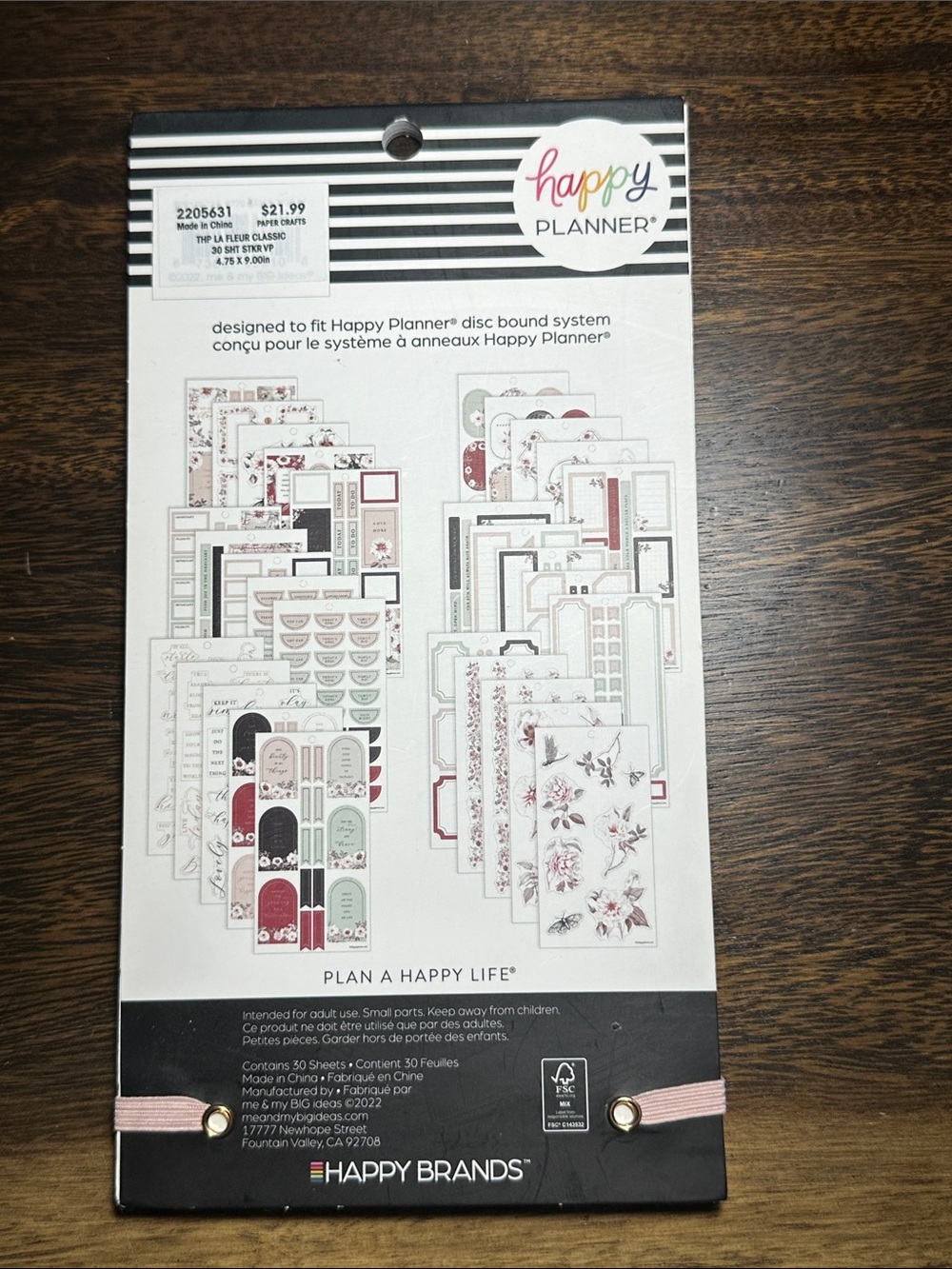 Happy Planner La Fleur Floral Sticker Pack in Pink and Black - Picture 2 of 2